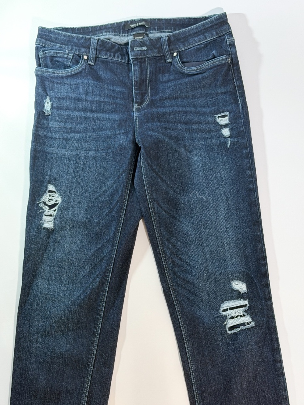 WHBM Straight Crop Jeans Distressed Dark Wash Women's Size 6